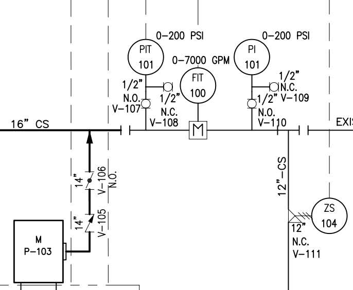 Rotated text in an engineering drawing